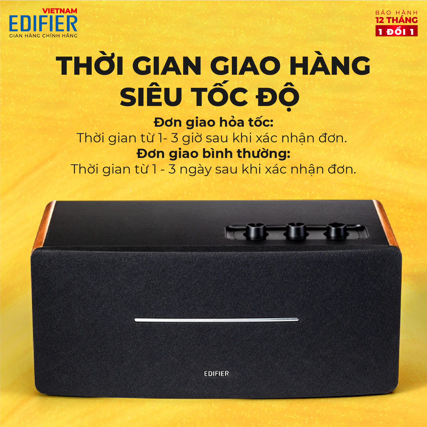 Loa Bluetooth 5.0 EDIFIER D12 Vỏ gỗ chống dội âm - Hỗ trợ AUX âm thanh nổi Stereo - Kèm remote điều khiển - Hàng chính hãng