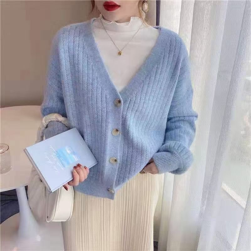 Áo khoác len cardigan lông thỏ kiểu hàn quốc nhiều màu