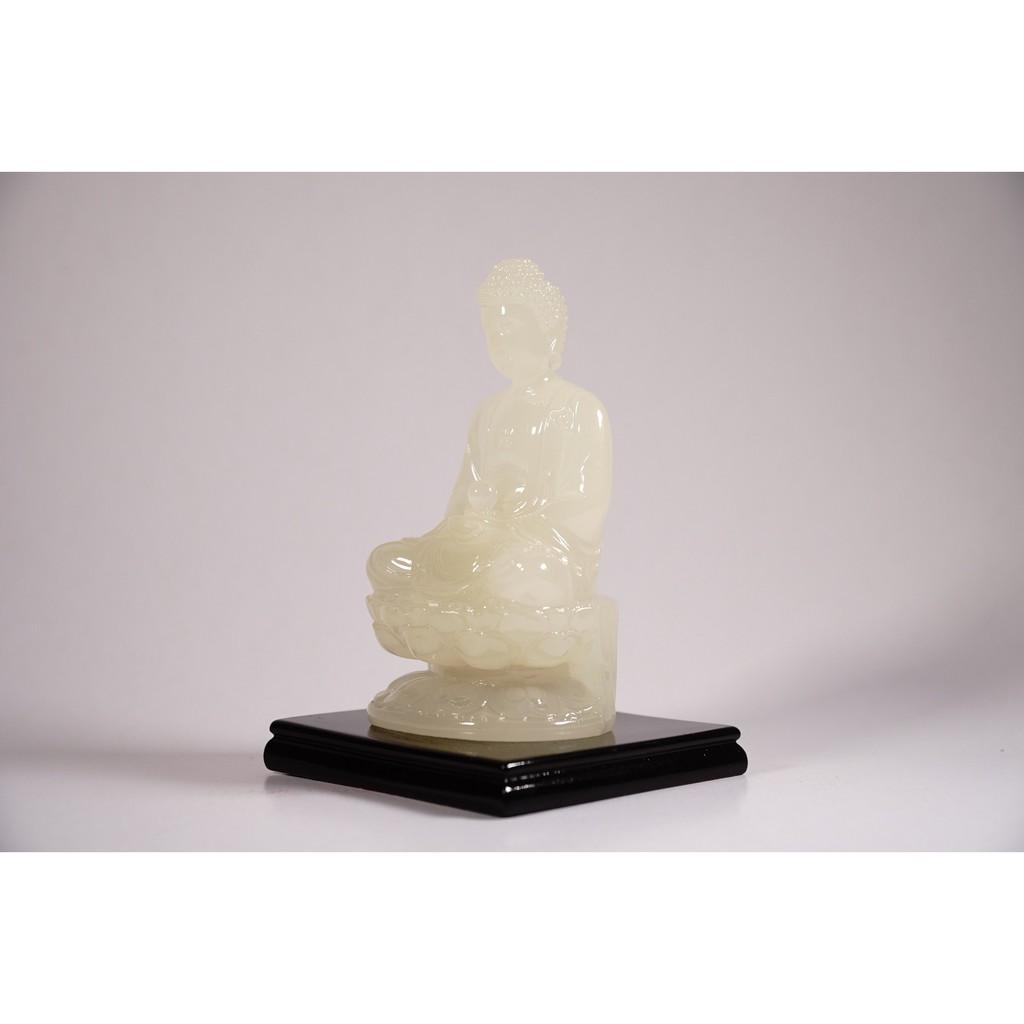 Tượng phật A Di Đà ngồi tòa sen có đế dạ quang - Cao 12cm