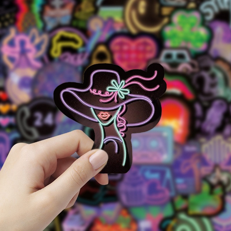 Sticker 50 miếng hình dán Neon Graffiti