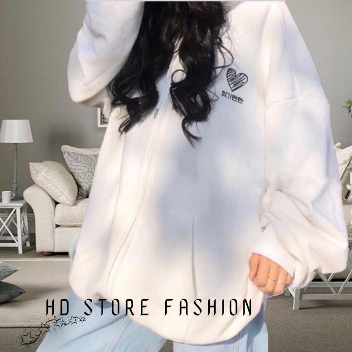 Áo khoác nỉ nữ. áo hoodie nữ form rộng HEART 0100