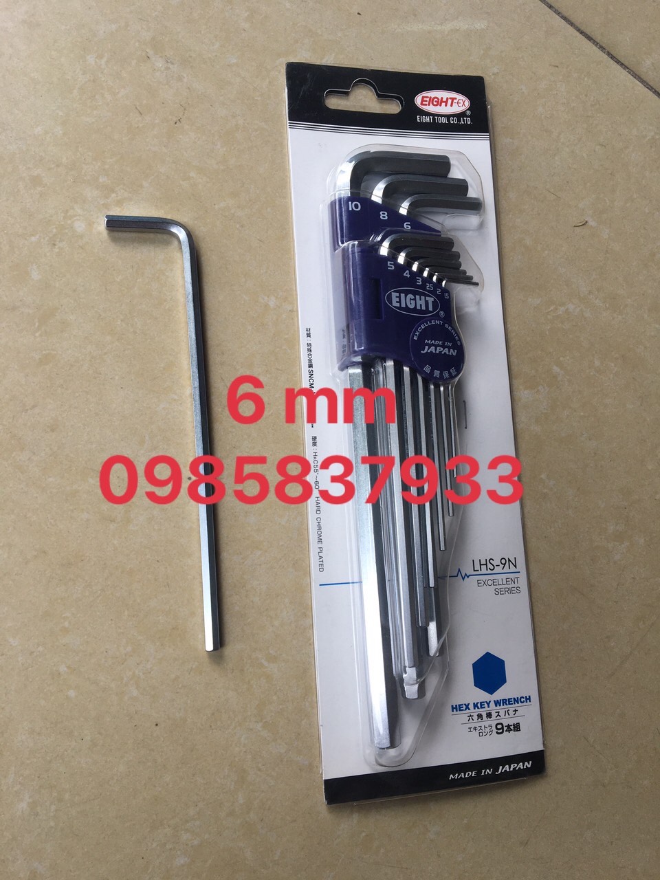 Lục giác 6 mm chữ L dài LH-6 Eight Nhật vặn ốc chìm tuổi thọ cao