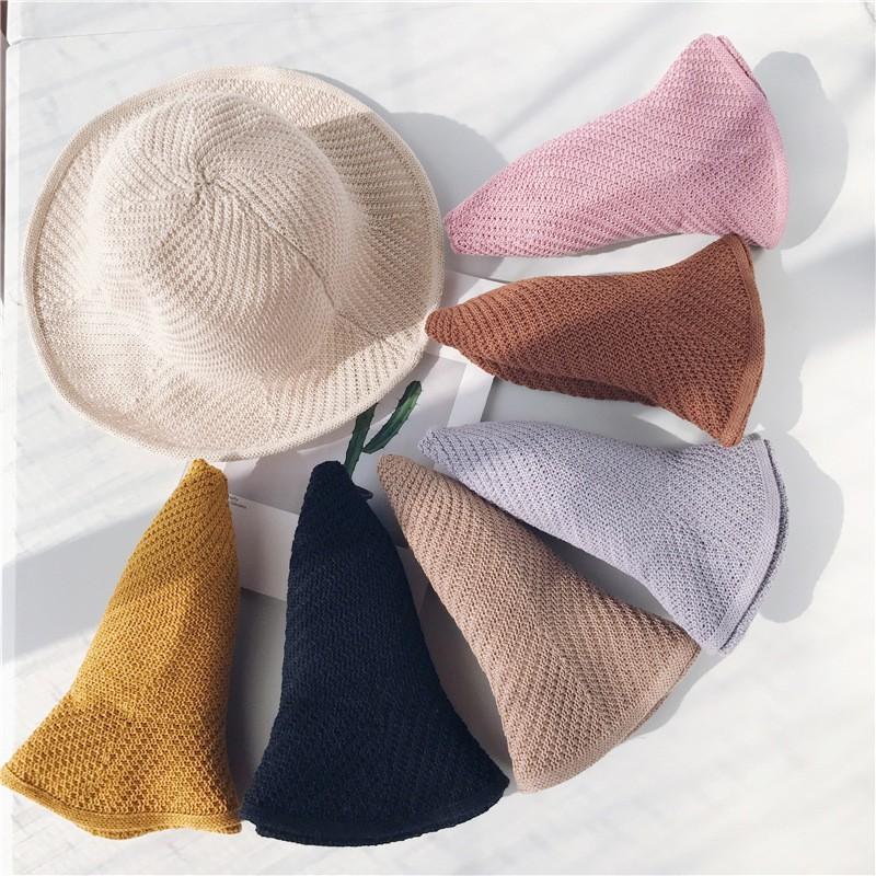 Nón bo dệt kim trơn màu giản dị thời trang cho nữ