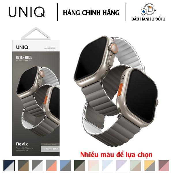 [HÀNG CHÍNH HÃNG] Dây đeo dành cho đồng hồ Apple Watch UNIQ Revix Reversible Magnetic Silicone chống bám mồ hôi và bụi - Xanh lá - Nâu