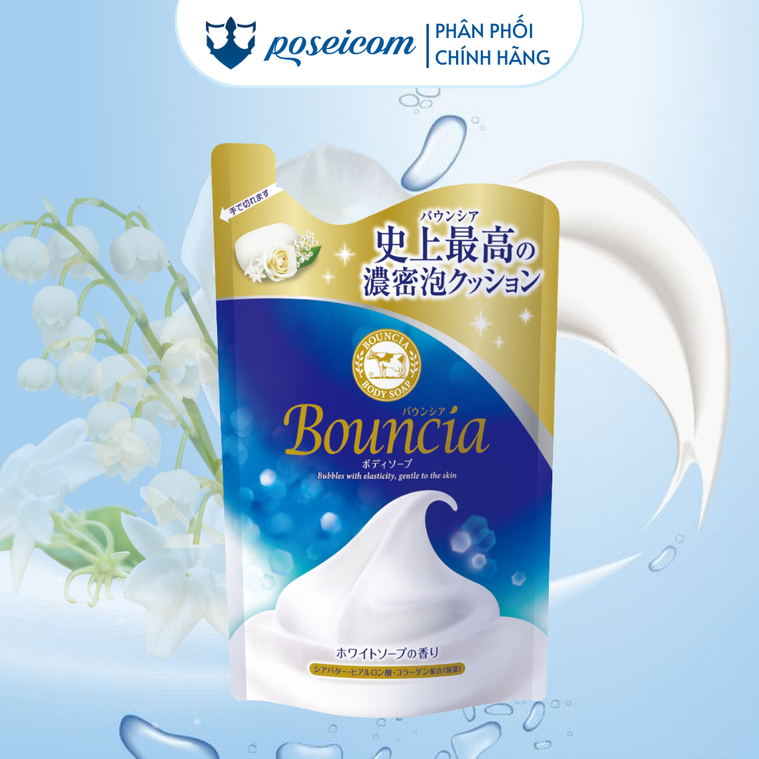 Sữa Tắm Bouncia Body Soap Cow dưỡng ẩm sáng sa chiết xuất từ sữa bò Hương Hoa Hồng siêu tạo bọt 500ml