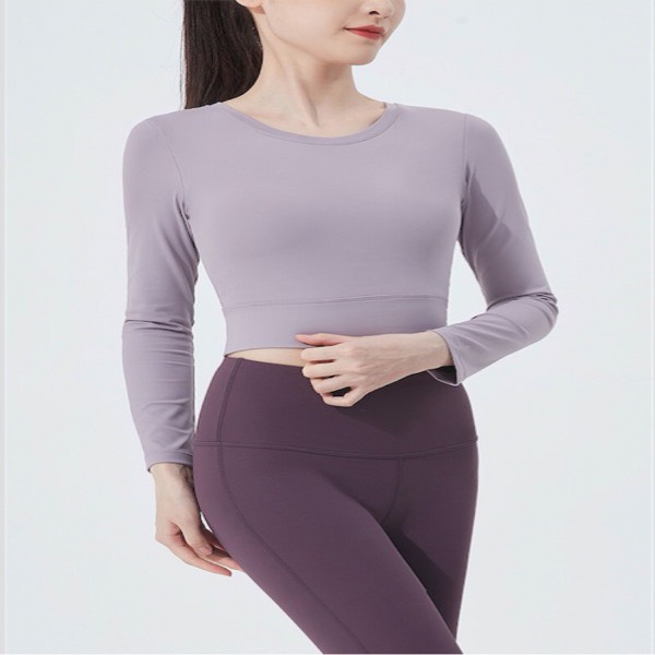 Áo Dài tay tập YOGA, GYM Cao Cấp dáng croptop trẻ trung, Áo có kèm sẵn mút ngực_ A126