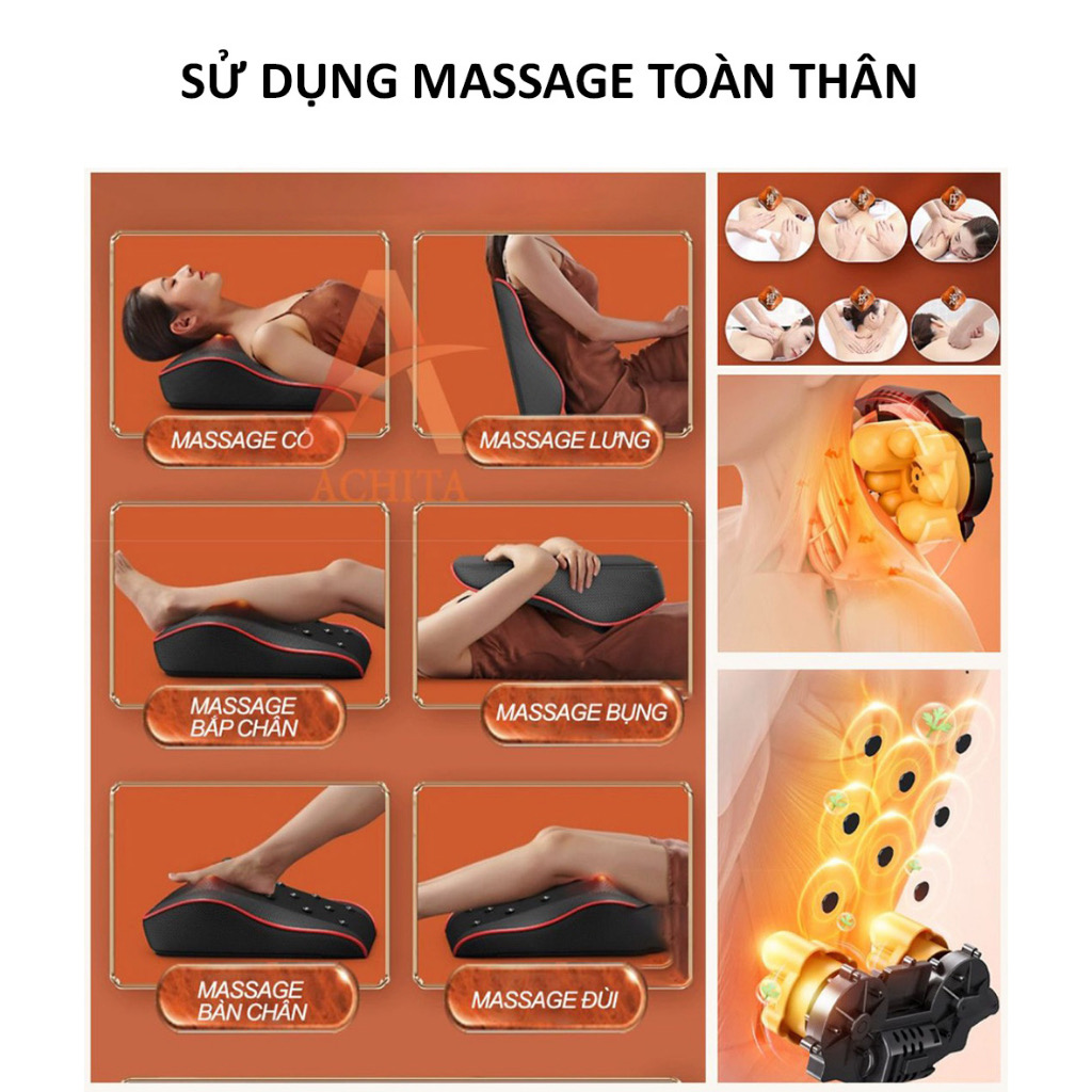 ￼Gối Massage Cổ Vai Gáy, Máy Massage Hồng Ngoại Giảm Nhức Mỏi Toàn Thân 20 Bi Cao Cấp Thế Hệ Mới