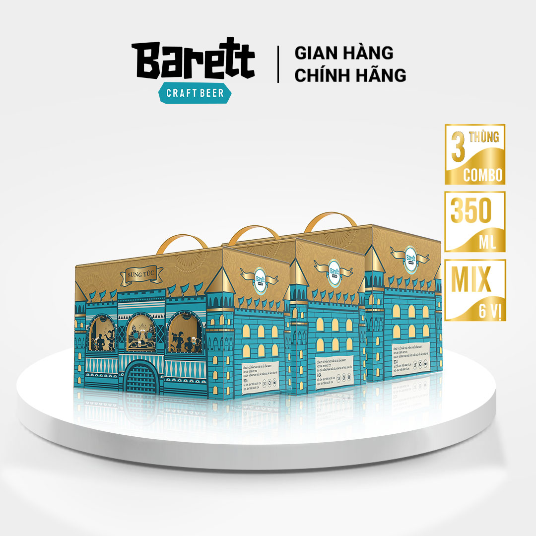 Combo 3 thùng bia thủ công Barett mix 5 vị