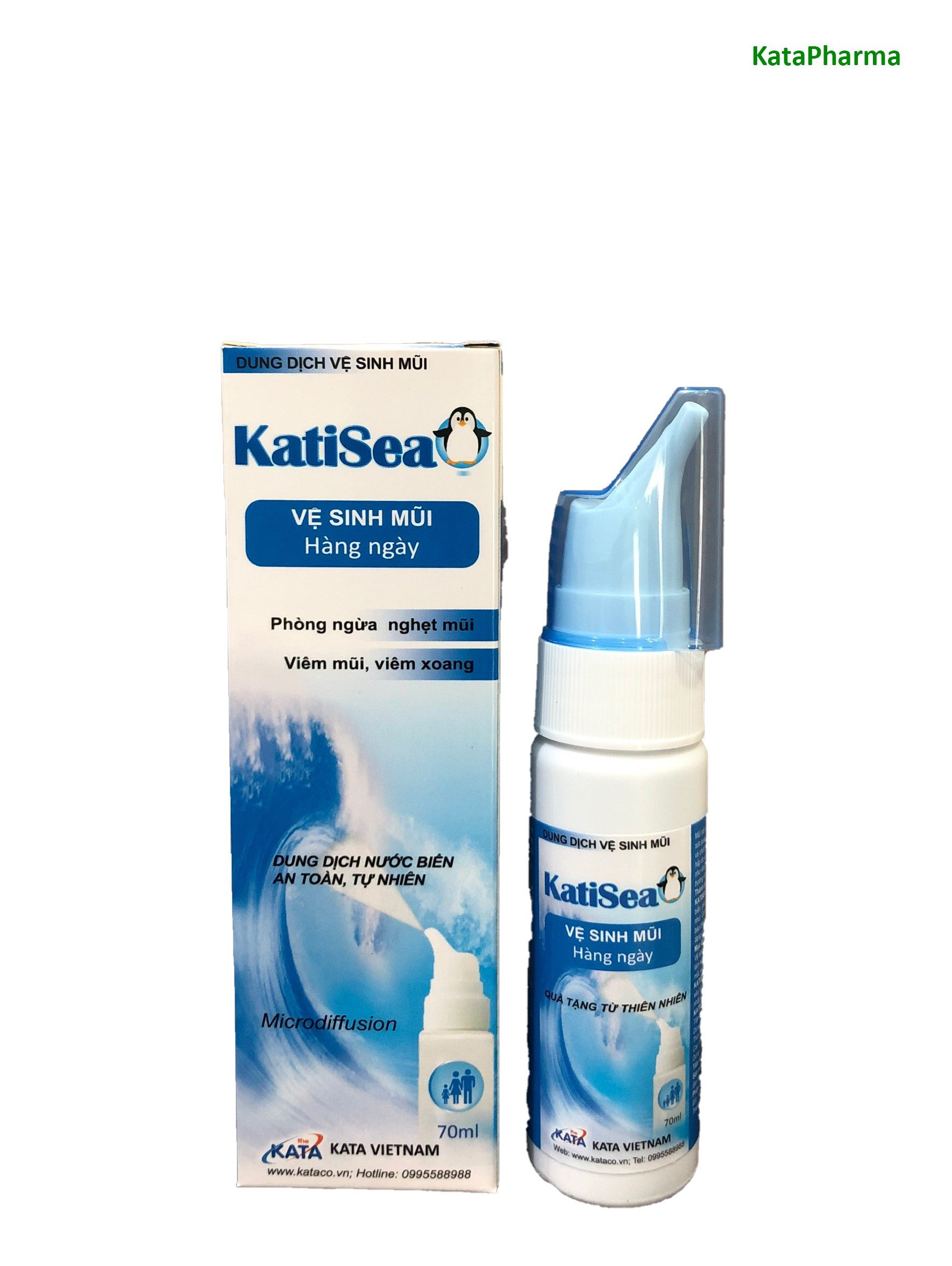 Xịt mũi nước biển KatiSea 70ml (Xanh+ Hồng)- Phòng ngừa các bệnh về Mũi- Hàng chính hãng