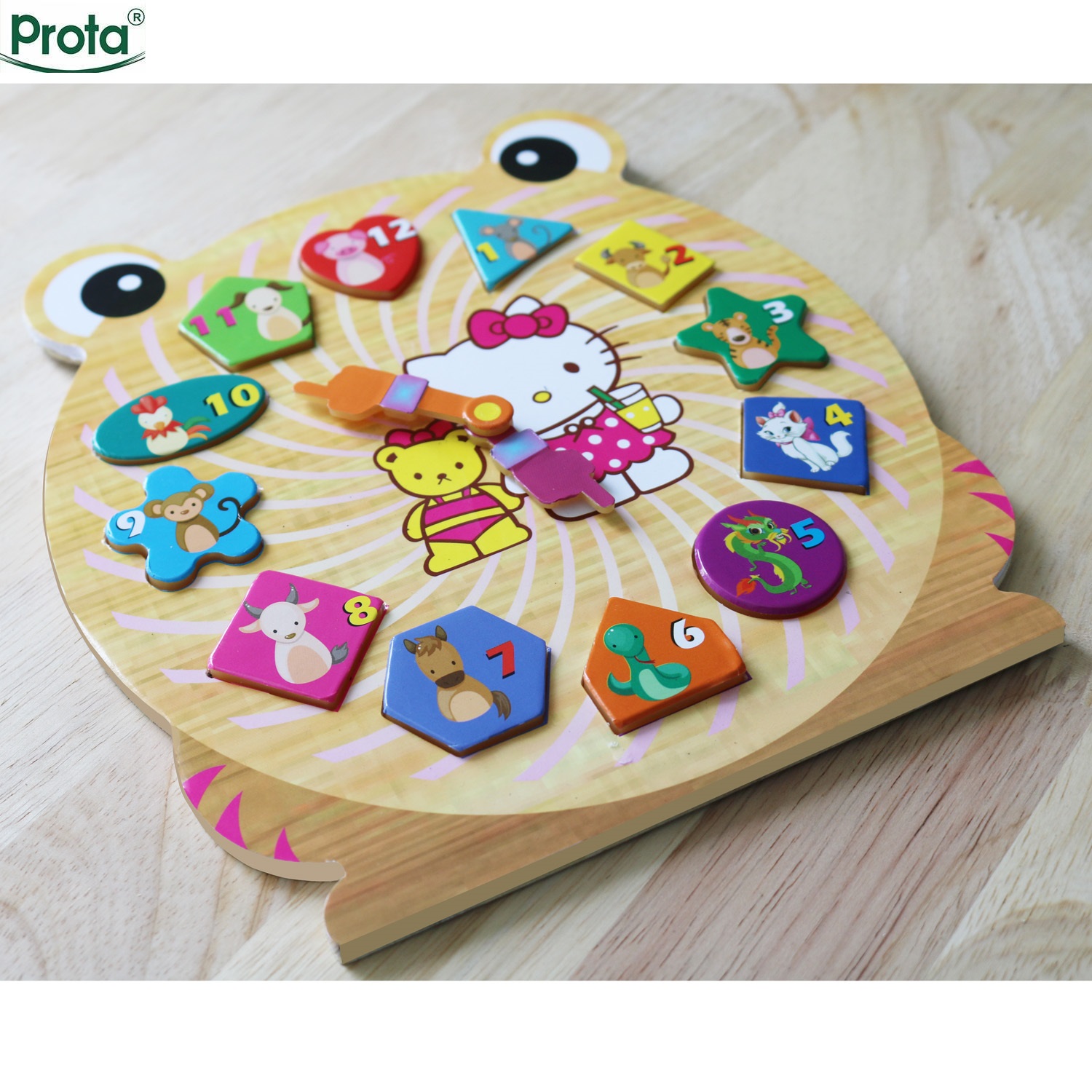 Đồng hồ gỗ ghép hình cao cấp Prota dành cho bé gái + quà tặng bộ 12 thẻ ghép hình 