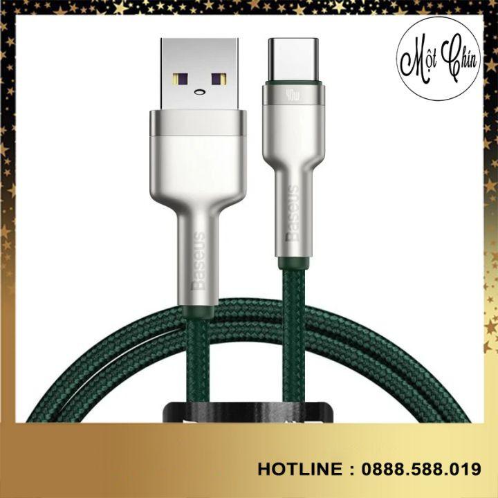 Cáp sạc nhanh, siêu bền Baseus Cafule Metal Series Type C 40W -Hàng Chính Hãng