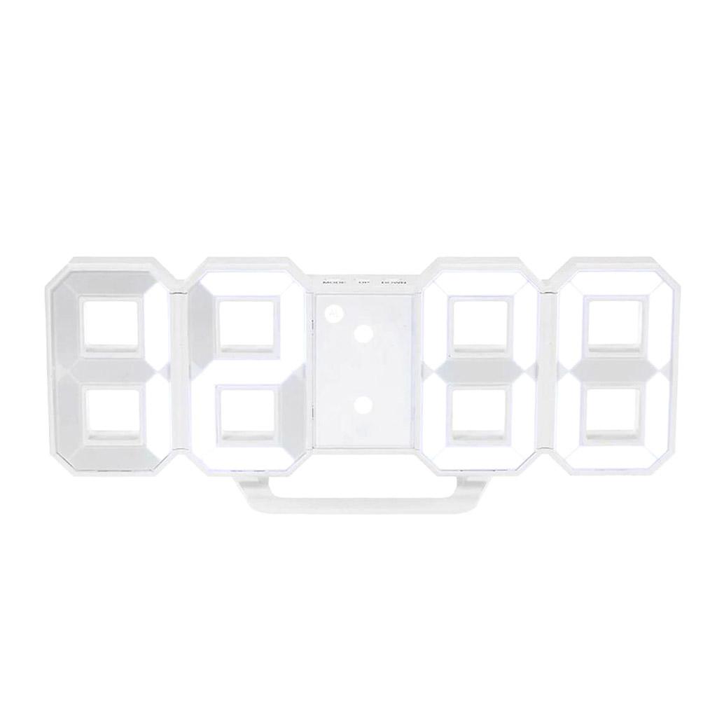 Digital 3D LED Wall Clock Alarm Clock Snooze 12/24 Hour Display USB