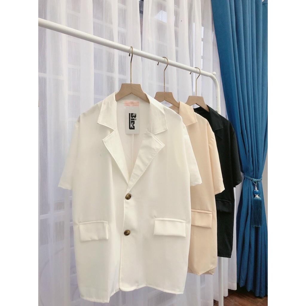 Áo blazer - áo vest nữ tay lỡ 2 cúc dày dặn có túi trước