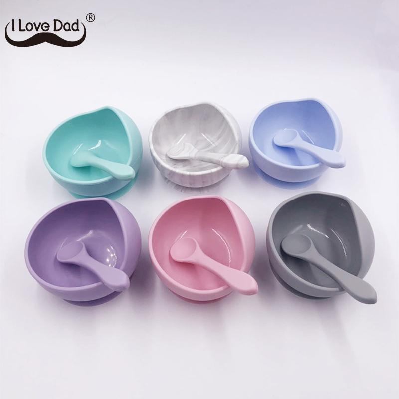 1 Bộ Núm Silicone Mềm Cho Ăn Bát Bộ Thực Phẩm Bộ Đồ Ăn Kẹo Màu Trẻ Em Món Ăn Không Trơn Trượt Cho Bé Đồ Ăn Cho Bé huấn Luyện Bát