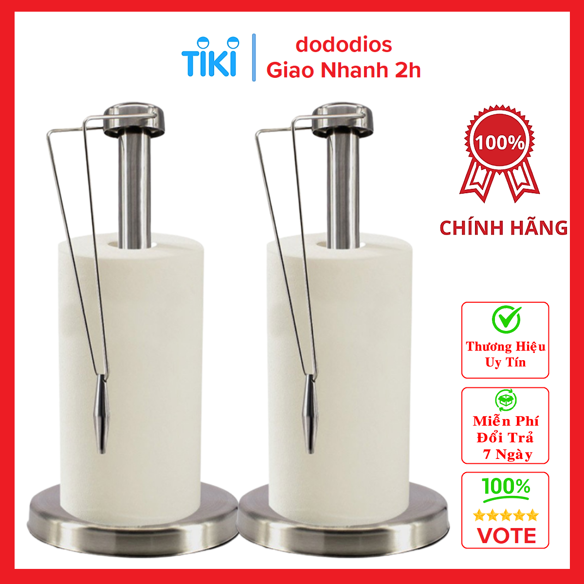 Cây Để Giấy Đứng Inox - Cọc Trụ Khăn Giấy Vệ Sinh, Giấy Ăn - Chính hãng dododios