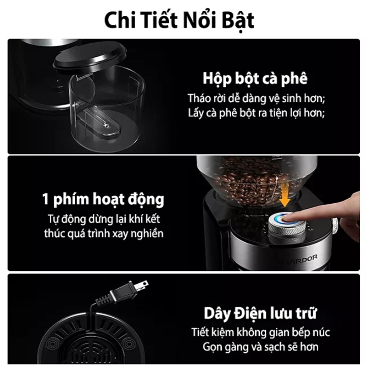 Máy xay cà phê cao cấp thương hiệu Shardor CG835B - HÀNG NHẬP KHẨU