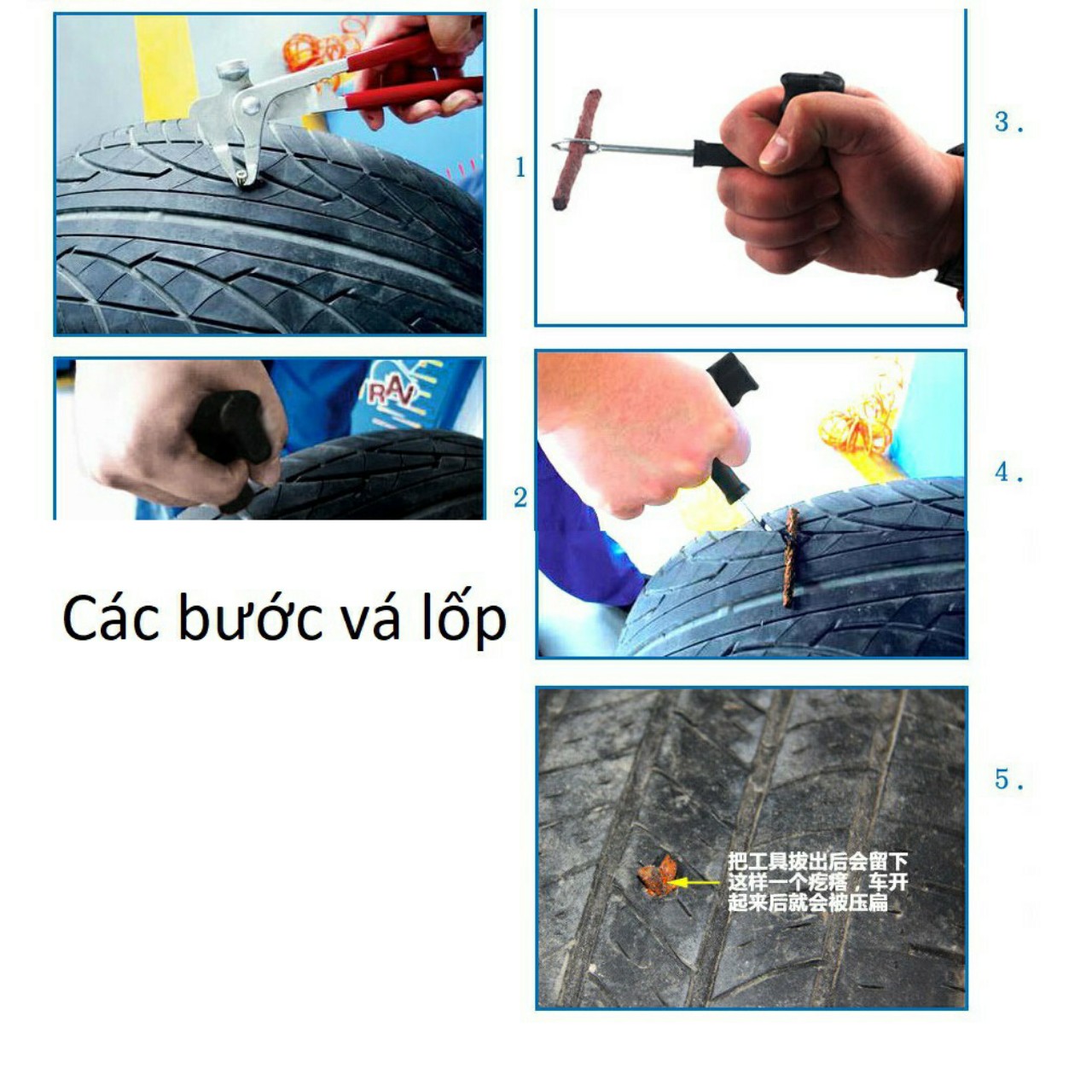 Bộ Vá Lốp Không Săm 6 Chi Tiết