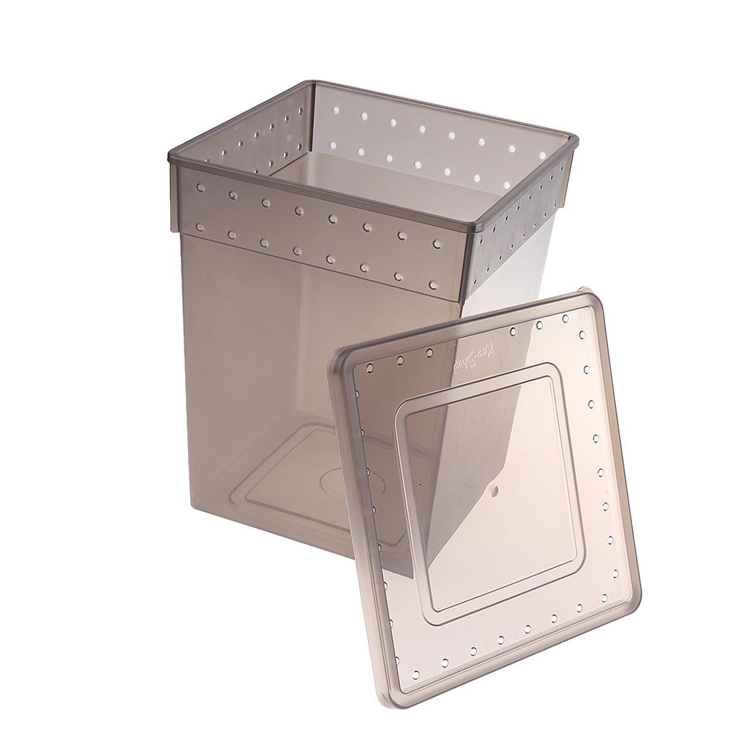 Reptile Feeding Box Transparent Cage Hatching Container for Lizard Frog Black