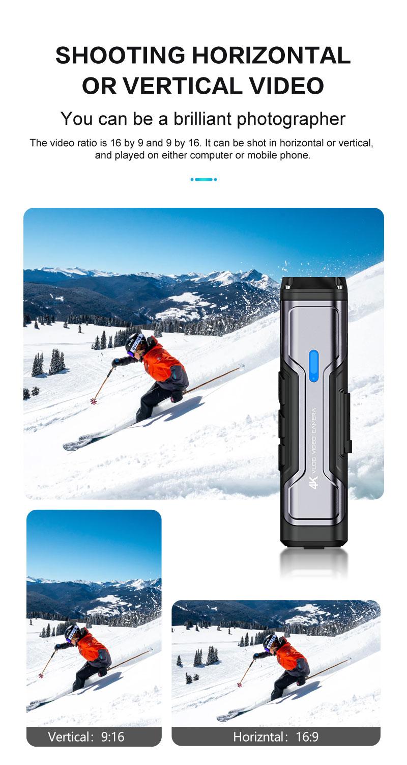 Ultra HD 4K 30 khung hình / giây Máy ảnh đeo được Máy quay POV rảnh tay với Bộ ổn định trục Gimbal cảm biến WiFi 2.4/5G cho Vlog Trave