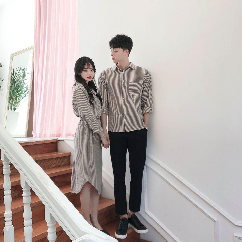 Áo đôi áo cặp Set váy áo sơ mi cặp cao cấp, đồ đôi nam nữ chất đẹp AV172