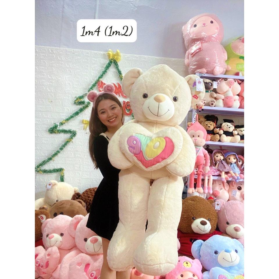 Teddy ôm tim chữ Love 4 màu cao cấp - QC - dành tặng bạn gái