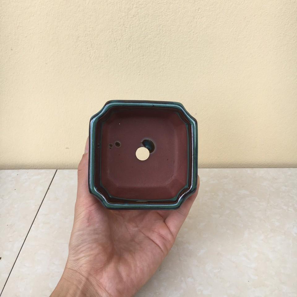 Chậu bonsai vuông vát mini men hỏa biến gốm Bát tràng 1 size BM-11