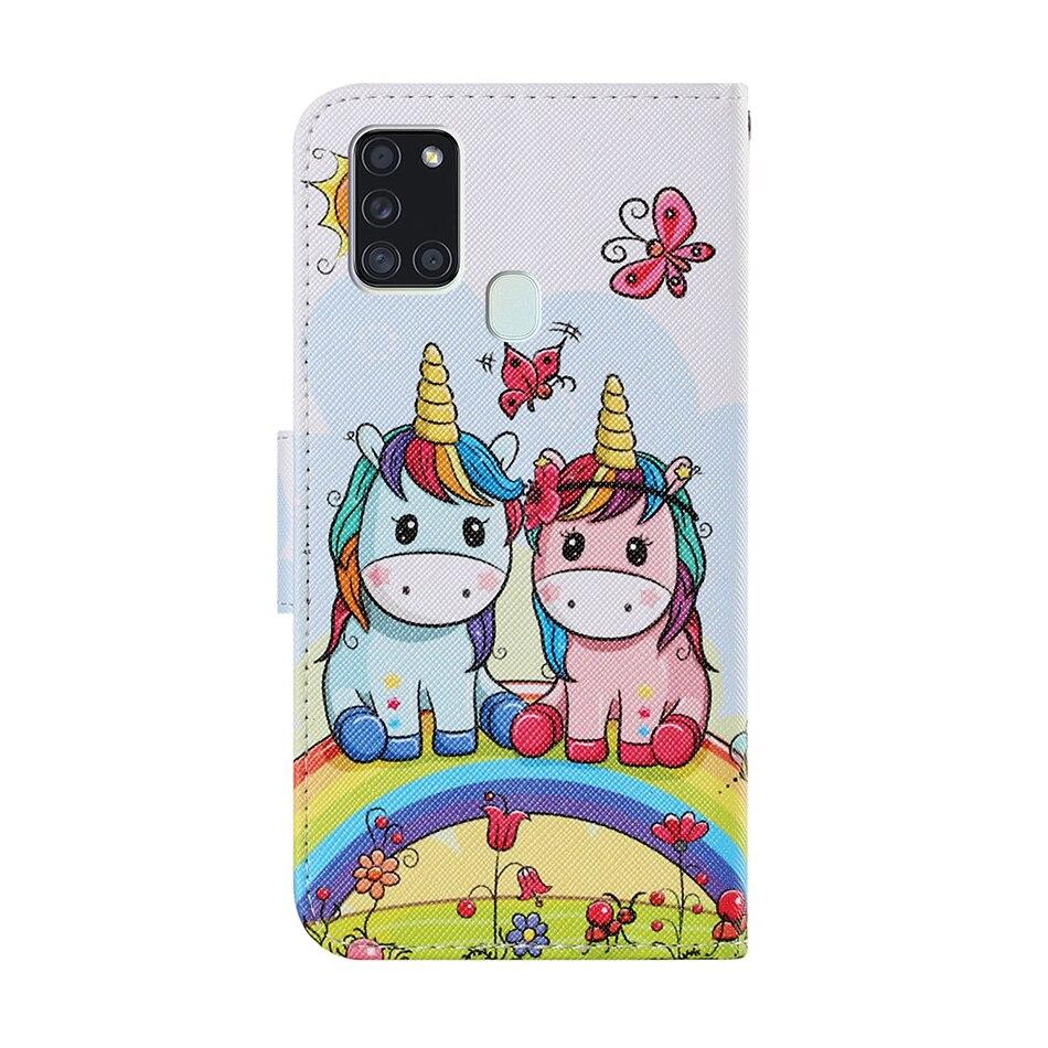 Bao Da Nắp Gập Họa Tiết Hoạt Hình Dễ Thương Cho Samsung Galaxy A72 A52 A42 A32 A12 A02S S21 S30 A70 S20 Fe