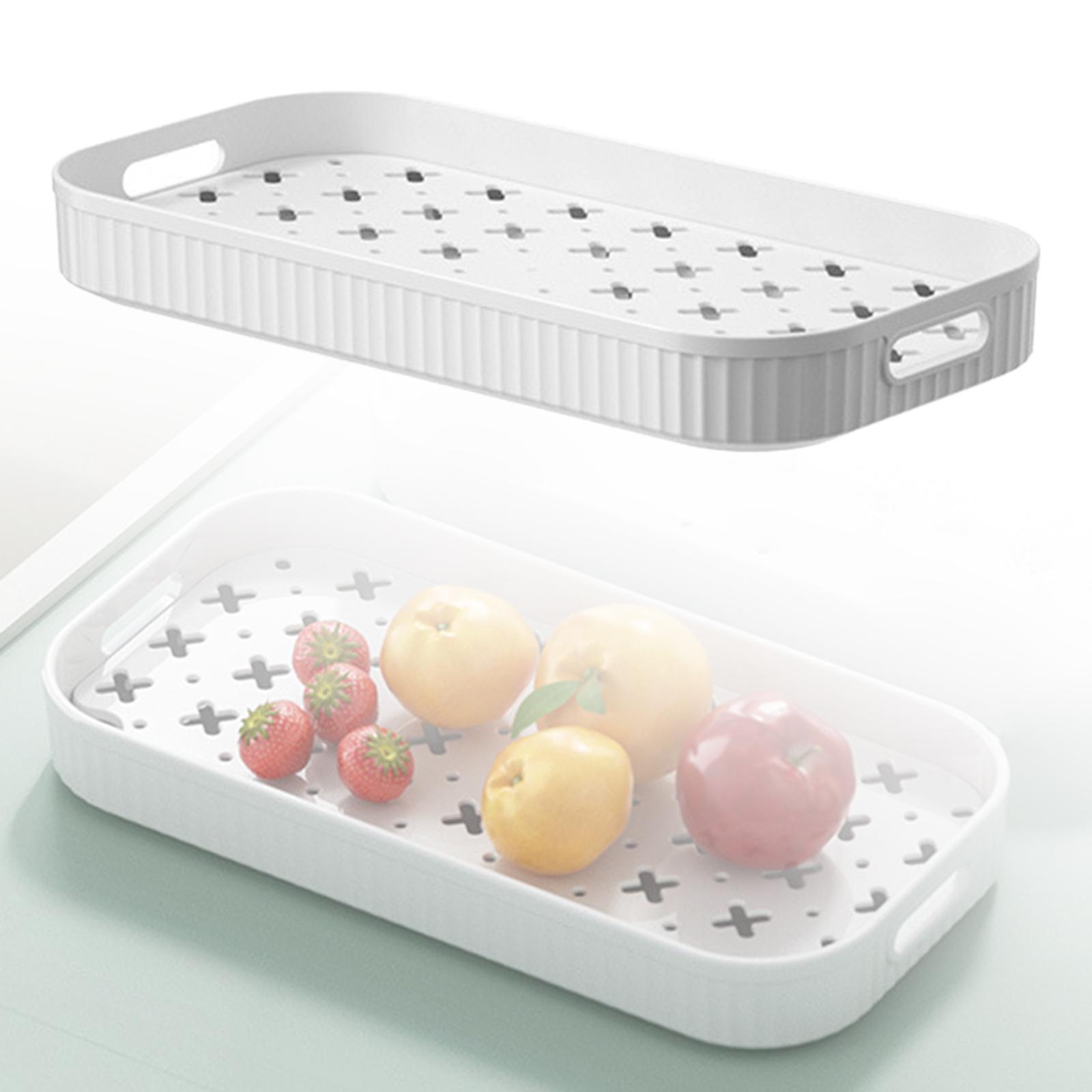 Storage Tray Holder Drain Basket with Handle Portable for Bedroom Kitchen Supplies