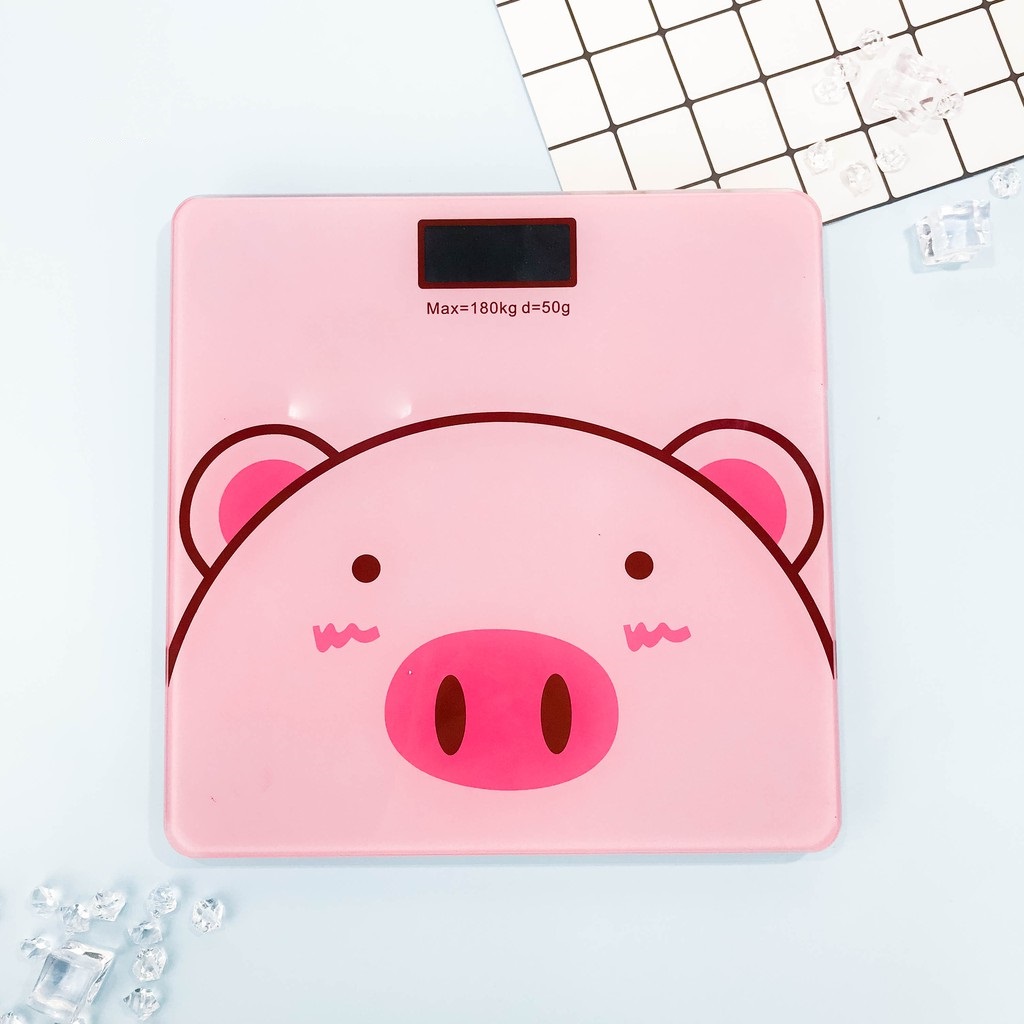 Cân điện tử heo hồng xinh xắn có đo nhiệt độ - Cân sức khỏe lợn con dễ thương