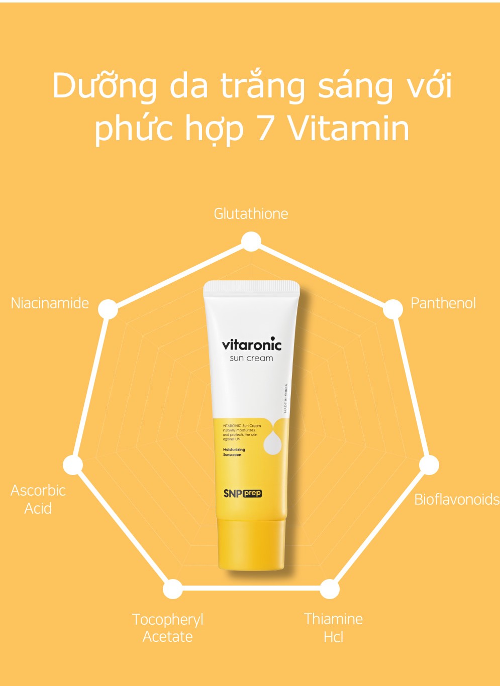 Kem Chống Nắng Dưỡng Trắng, Ngăn Ngừa Nám SNP PREP VITARONIC SUN CREAM 50g