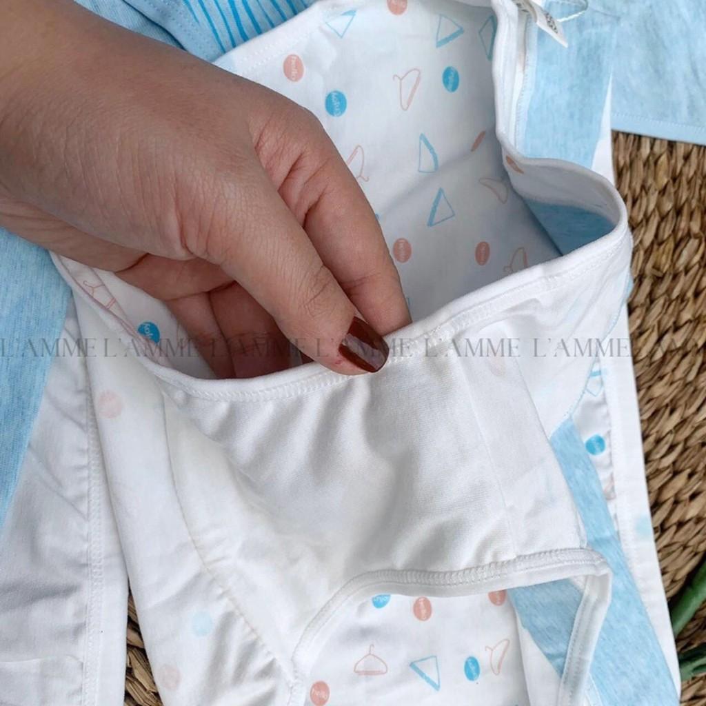 Set 4 quần lót bầu sau sinh cạp chéo cotton kháng khuẩn cao cấp, túi zip siêu đáng yêu