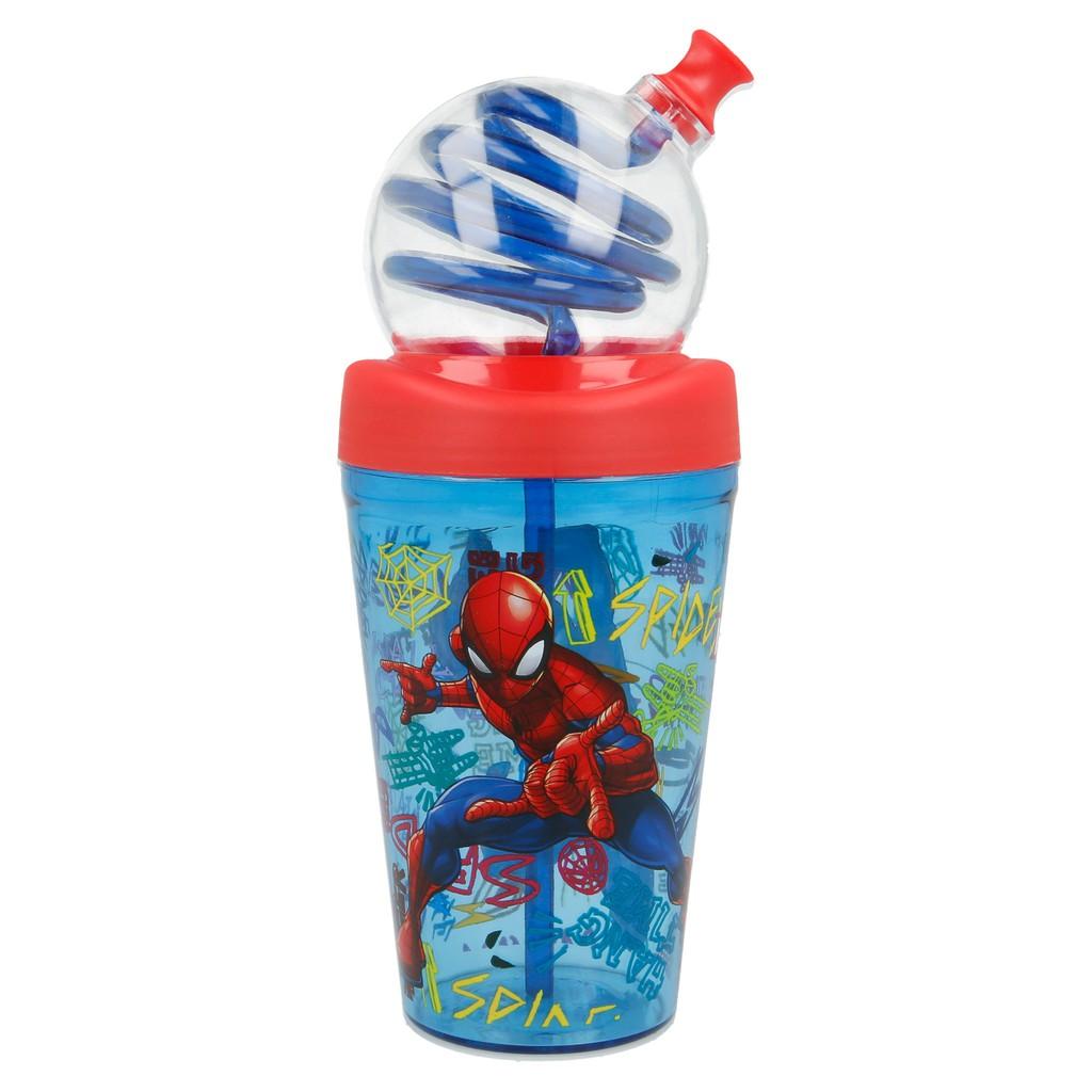 Combo SieuKid Hộp Cơm Kèm Thìa Nĩa và Bình nước Looping Straw Tumbler Spider-Man Graffiti 420ml Chính Hãng