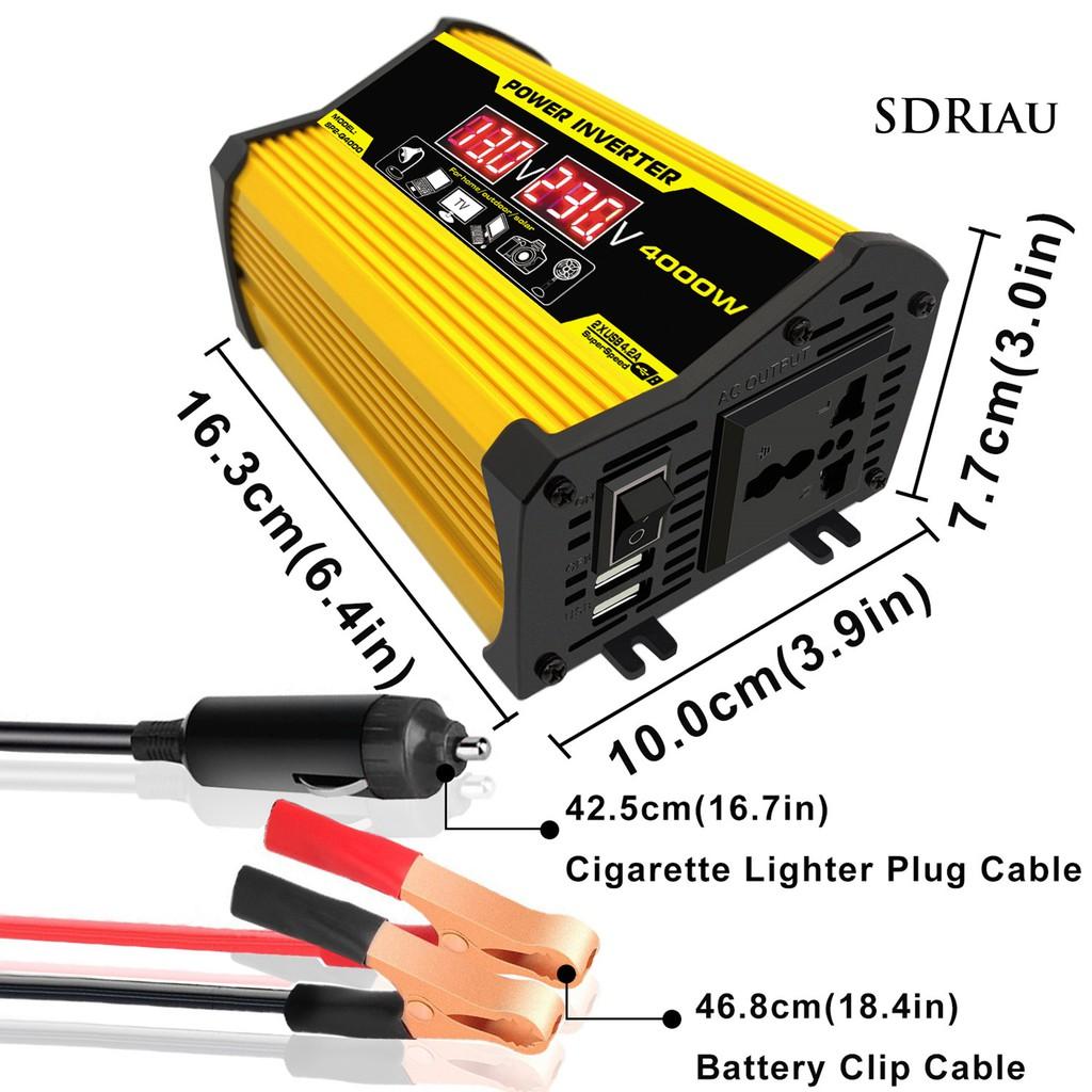 Bộ Chuyển Đổi Nguồn Điện Từ 12V Sang AC 220v/ 110v QCD 4000W Dành Cho Xe Ô Tô