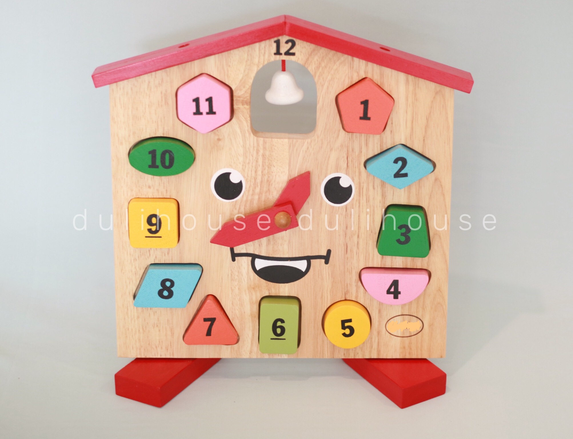 Đồng hồ mặt cười ngôi nhà thân thiện - Vừa giúp bé học đếm, vừa ghi nhớ hình khối và màu sắc cơ bản - Sản phẩm hỗ trợ quá trình tiếp cận cuộc sống cho Bé từ sớm - Gỗ tự nhiên an toàn