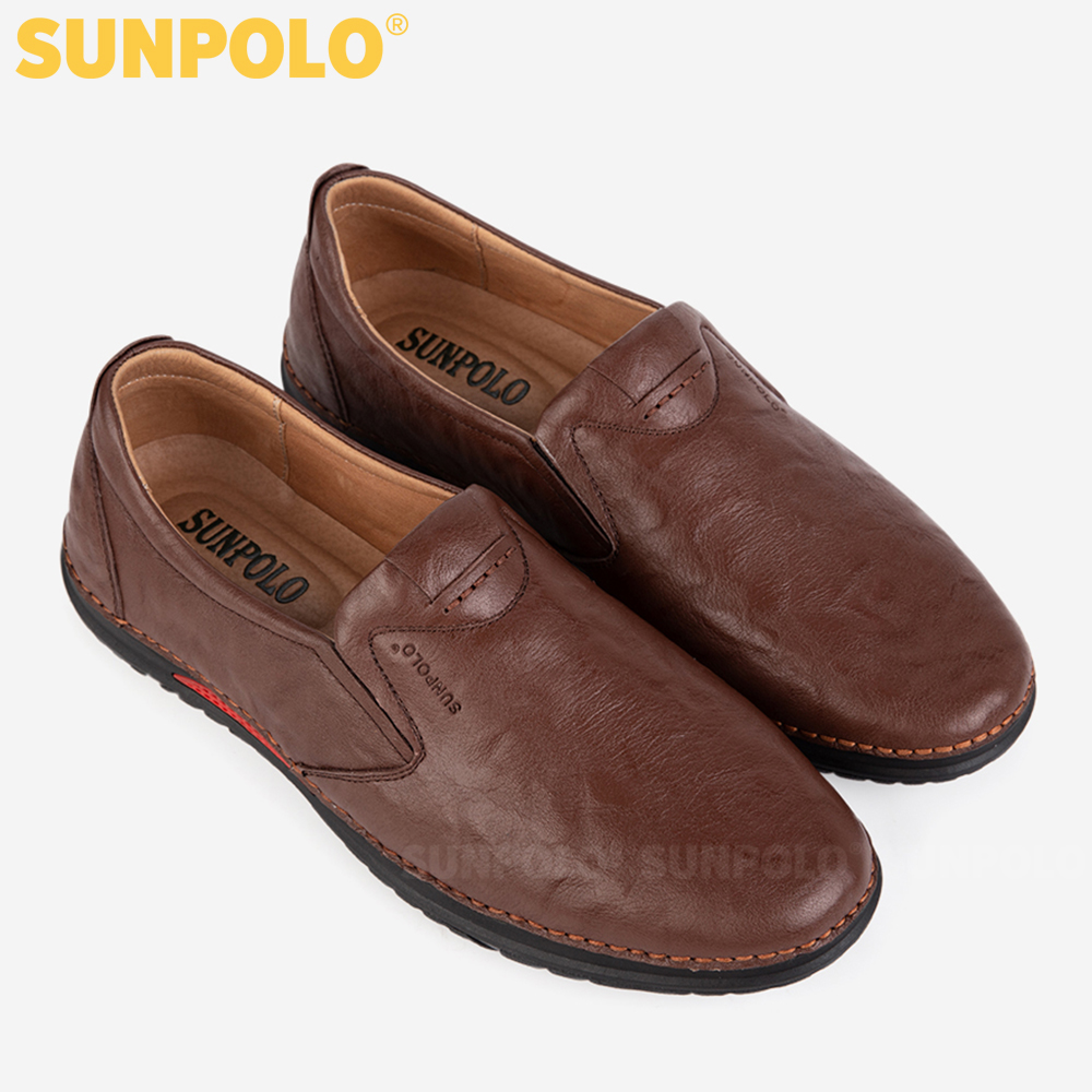 Giày Mọi Nam Da Bò Cao Cấp SUNPOLO CS5026 Mũi bo tròn thanh lịch (Đen, Nâu)