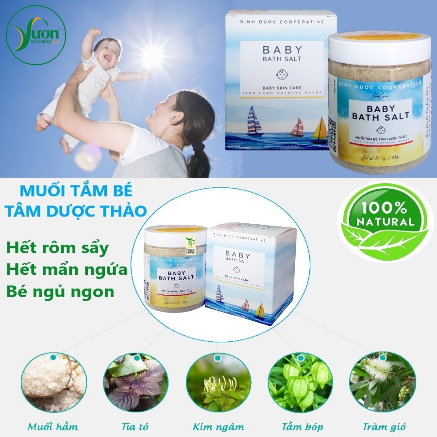 Combo 02 Hộp Muối tắm bé thảo dược Tâm Dược Thảo (400g/ Hộp) giúp bé hết rôm sẩy, hăm tã, mẩn ngứa