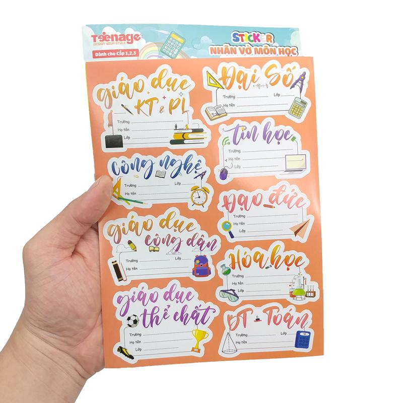 Bộ 3 Sticker Nhãn Vở Môn Học - Teenage NV-04