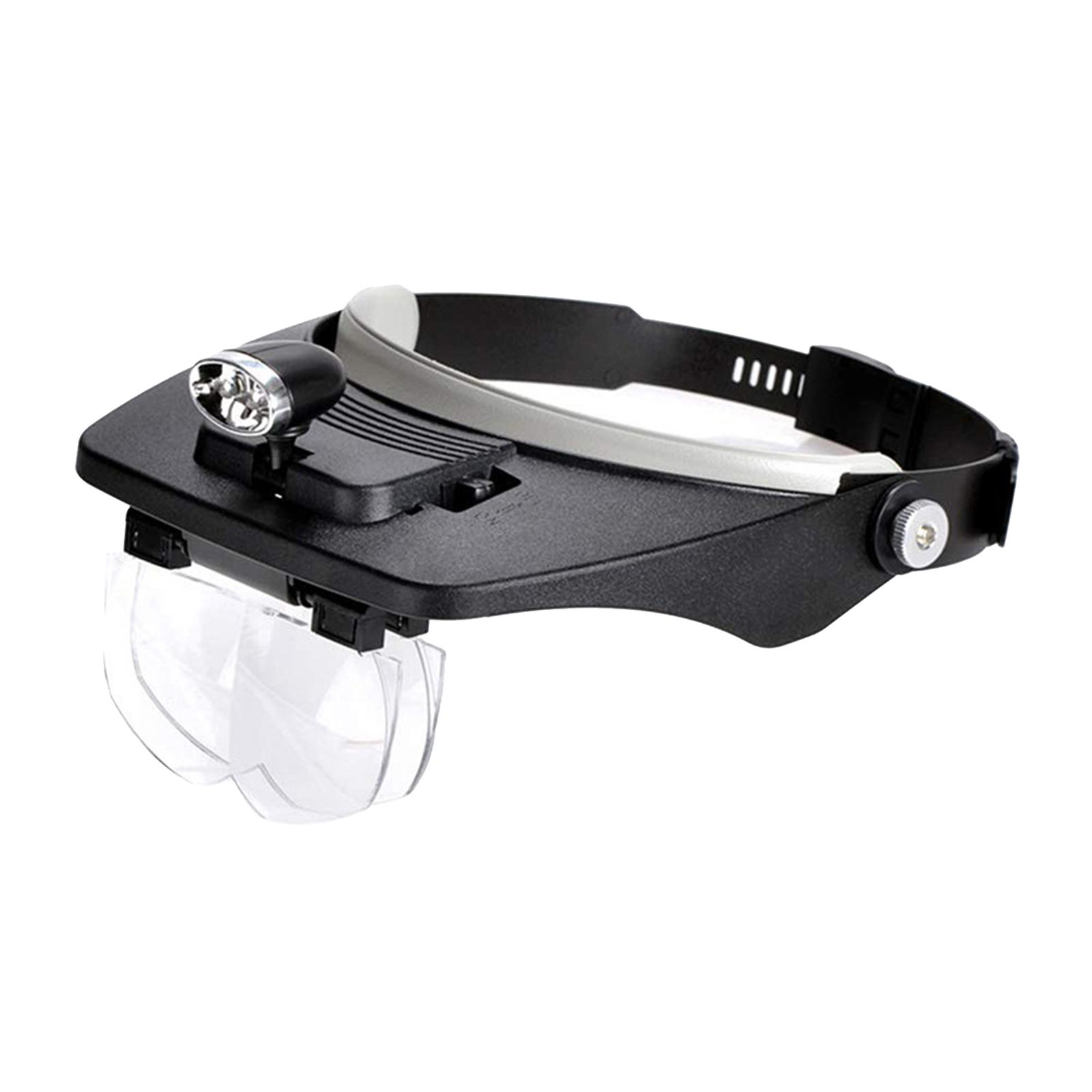 Portable Headband Magnifier w/ 2 LED Light Headset Magnifying Glasses Visor