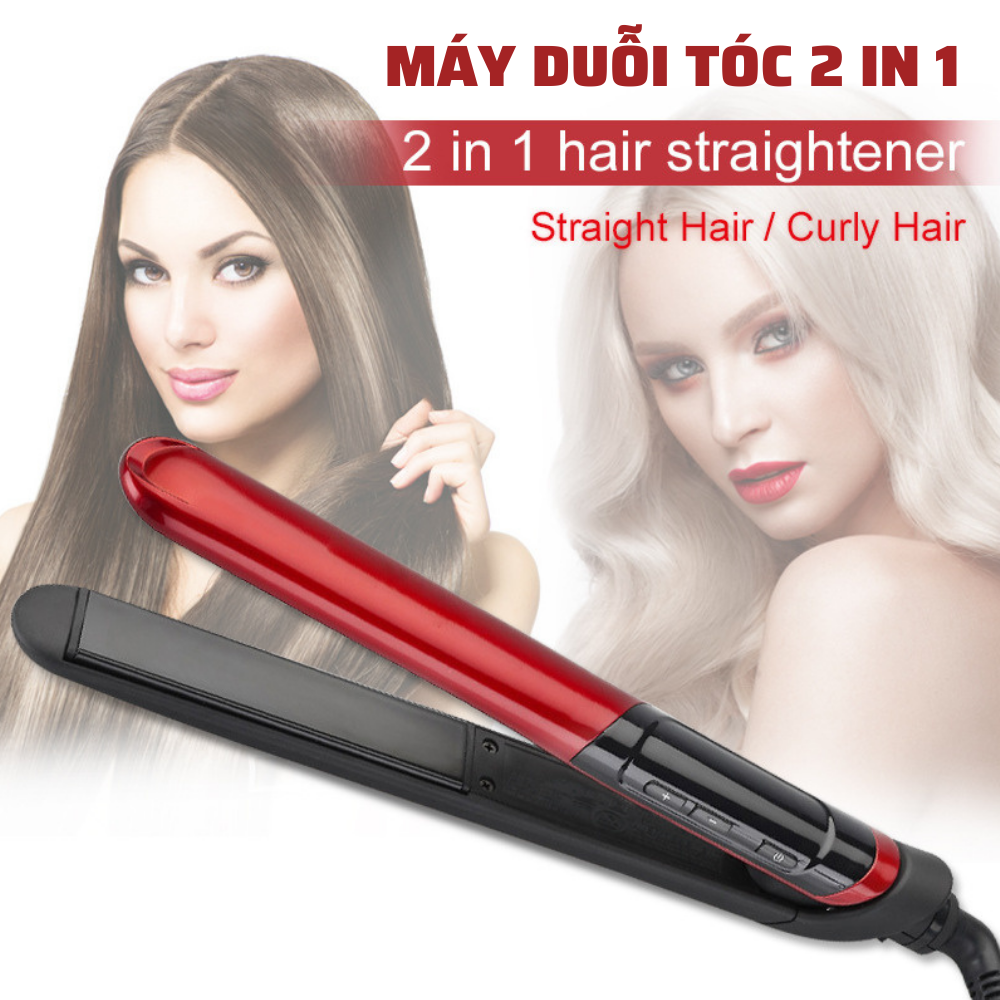 Máy duỗi tóc, uốn xoăn, là thẳng tóc Boorui BARABASNONO ST3300 : Máy làm tóc 2 in 1 chuyên nghiệp chuẩn salon, hiển thị màn LCD, thiết kế chống bỏng, không hư tổn tóc - Hàng loại 1