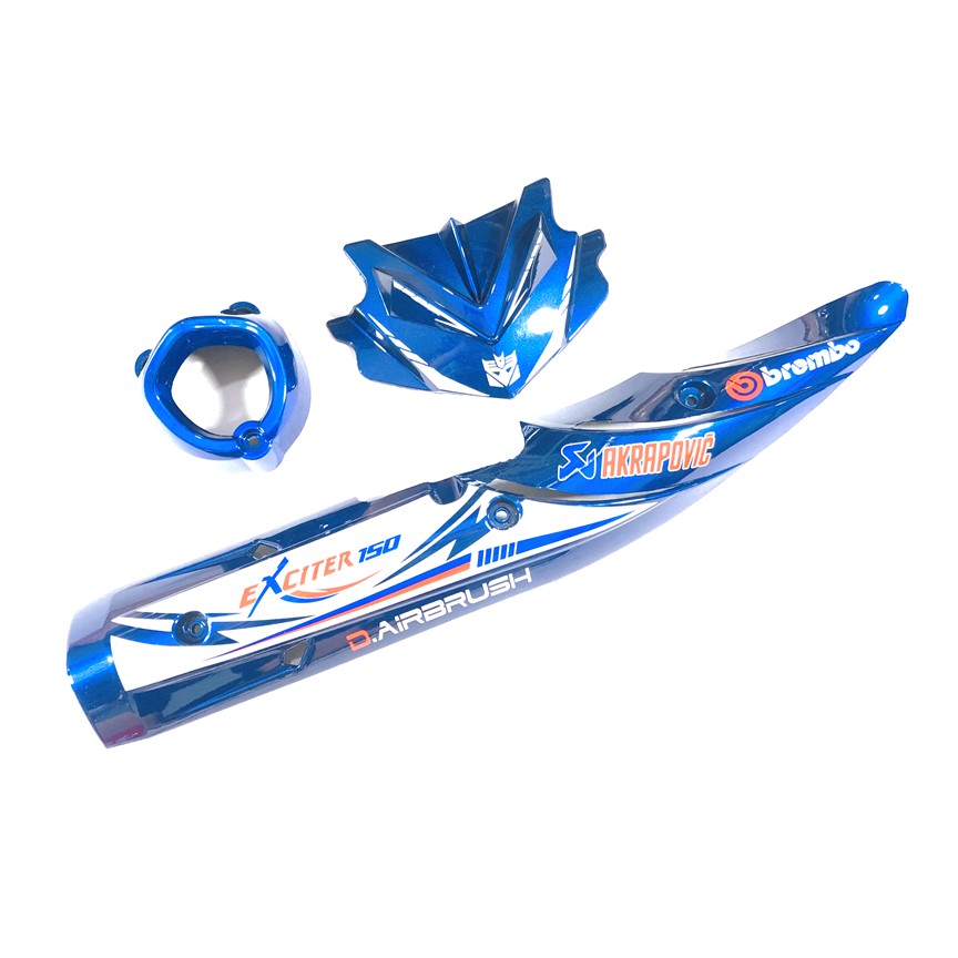 Combo ốp pô và mão sừng Exciter màu Xanh Dương