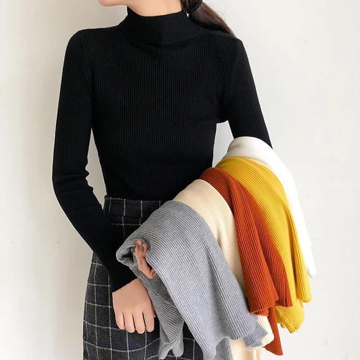 Áo len nữ tơ kéo siêu đẹp - áo tăm nữ tay dài cổ 3 phân