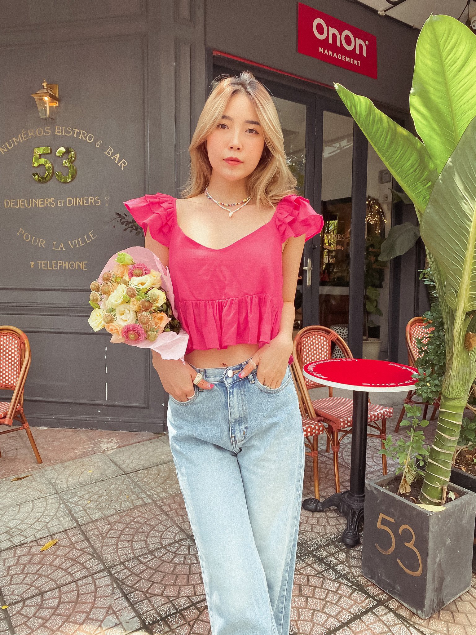 Áo croptop hồng tay bèo Holly Top Gem Clothing SP060639