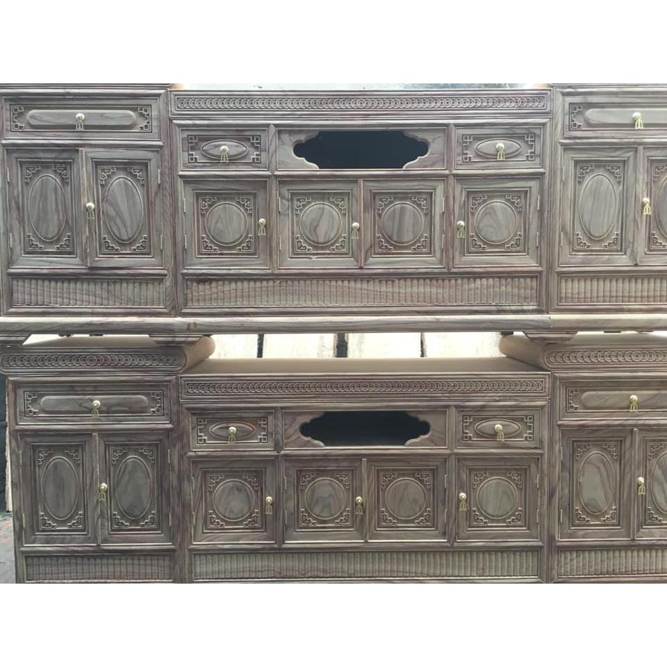 Kệ tivi mõ gỗ mun đuôi công