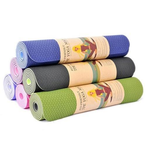 Thảm tập yoga 2 lớp hoa văn loại xịn 6mm- màu ngẫu nhiên