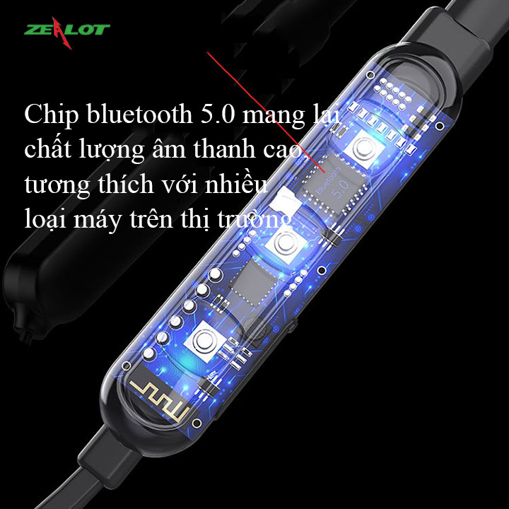 Tai nghe bluetooth Zealot tai nghe không dây nhét tai hàng chính hãng phong cách thể thao dành cho cả nam và nữ