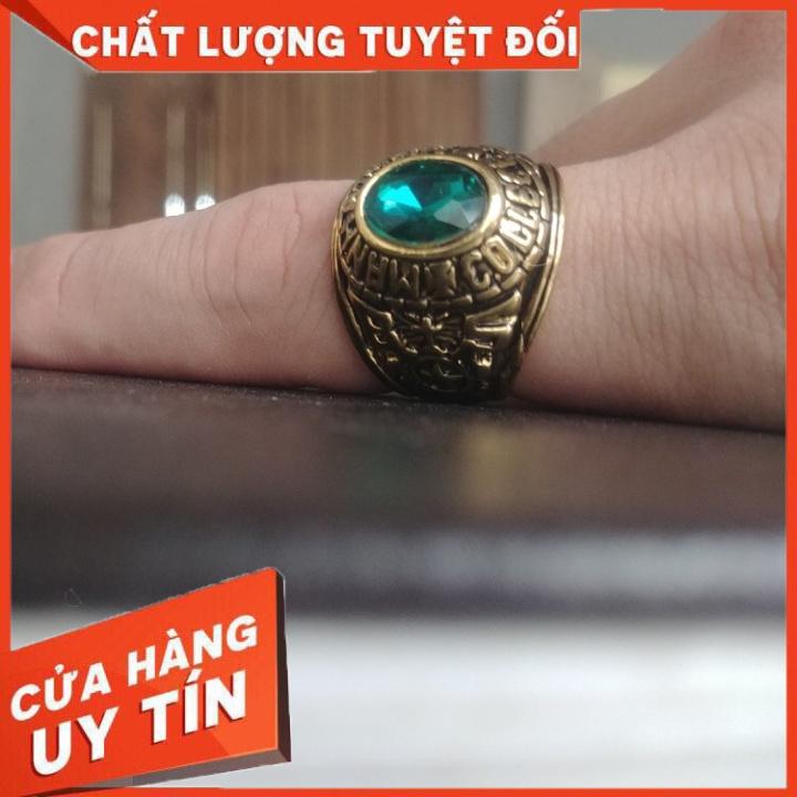 Nhẫn Nam Quân Đội Đá Xanh Đẹp Cao Cấp Ảnh Thật - Nhẫn Chất liệu Titan Không Gỉ - Elas Ring