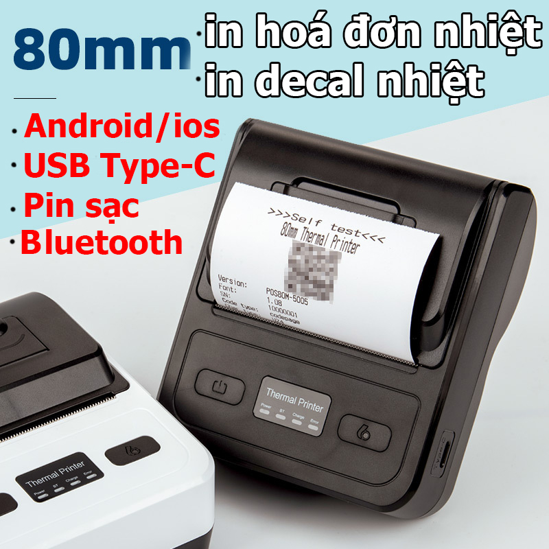Máy in hoá đơn, in nhãn vận chuyển Xprinter MP-80L, in rộng 80mm, kết nối không dây Bluetooth với điện thoại ( hàng nhập khẩu)