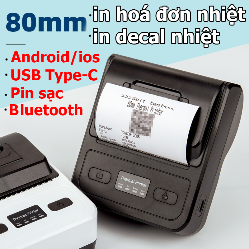 Máy in hoá đơn, in nhãn vận chuyển Xprinter MP-80L, in rộng 80mm, kết nối không dây Bluetooth với điện thoại