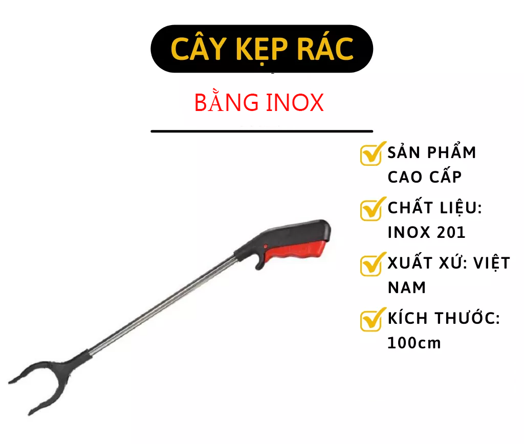 Cây gắp rác lấy đồ bằng inox dài 100cm