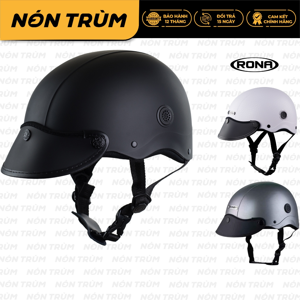Mũ bảo hiểm xe máy 1/2 Rona R5 sơn trơn, nón freesize form nhỏ gọn chính hãng